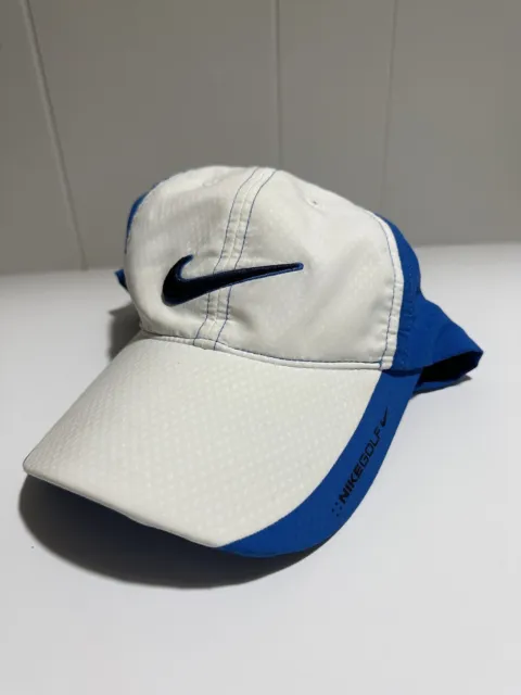 Nike Golf Hat Cap Mens Strap Back Blue White Swoosh Featherlight Golfing