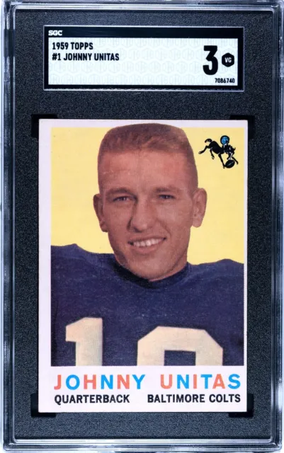 1959 Topps #1 Johnny Unitas HOF - SGC 3 VG Baltimore Colts - Really Nice Card
