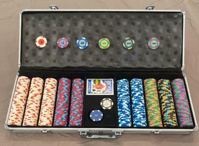 Paulson Classic Top Hat And Cane Poker Chips - 500 Chips Complete Set!