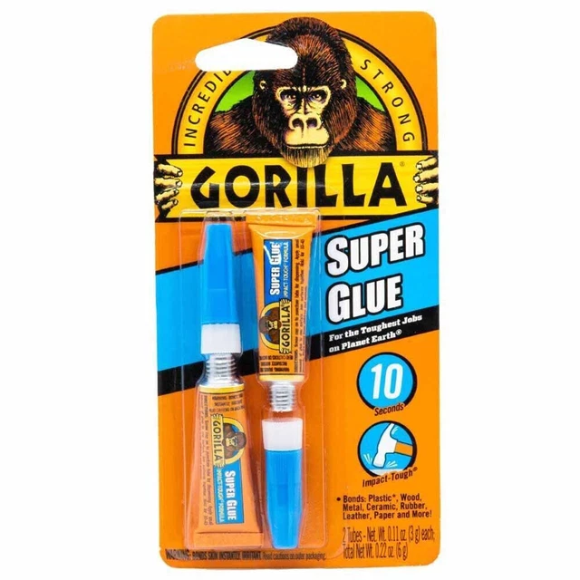 Gorilla - Super Glue Tube 3g 2PCS Pack LIVRAISON GRATUITE DANS LE MONDE ENTIER