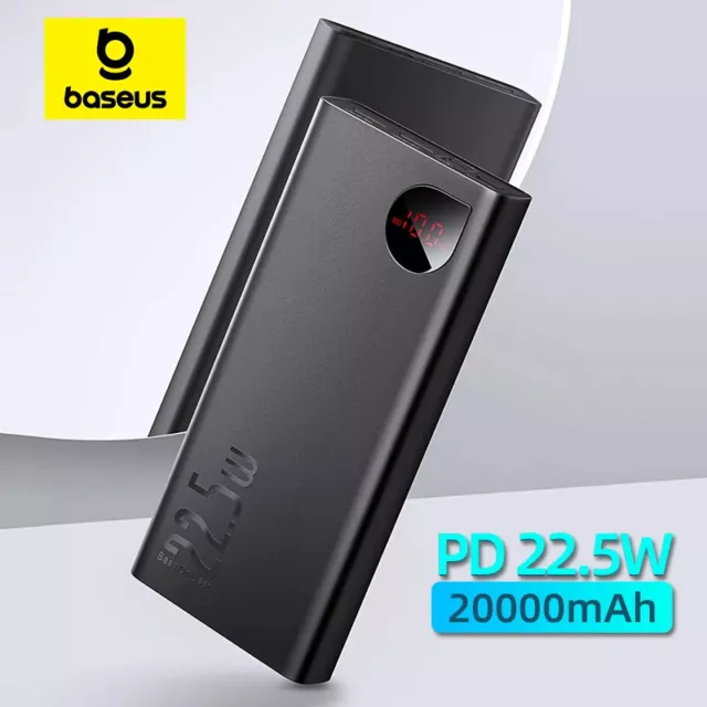 Baseus 20000mAh Powerbank PD QC Schnell Externer Ladegerät für iPhone 15 Samusng