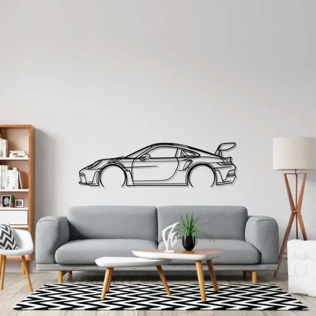 Wall Art Home Decor Acrylic Metal Car Auto Poster  Silhouette Porsche 911 GT3 RS