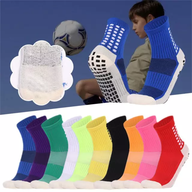 Men's Anti Slip Football Socks Athletic Long Socks Sports Grip Absorbent I8U4