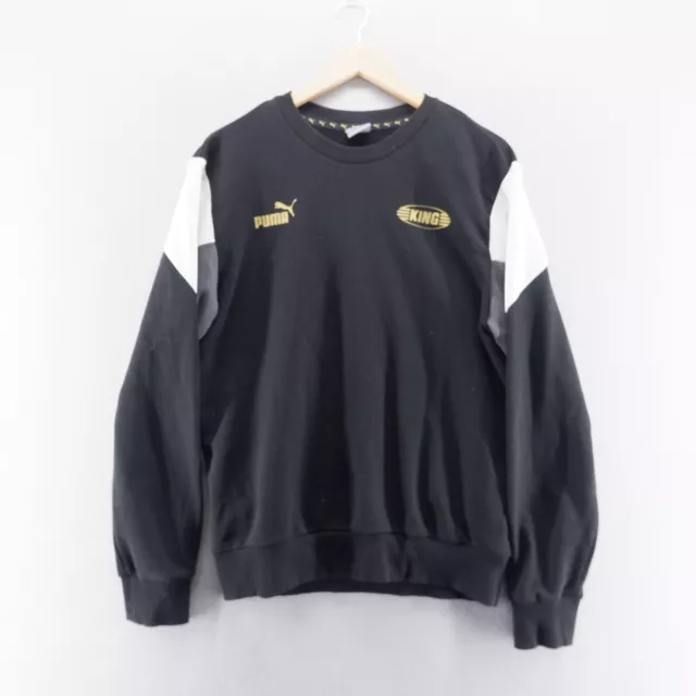 PUMA KING MENS Sweatshirt Small Black Gold Logo Jumper Sweater
