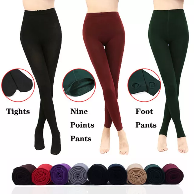 Mujeres Leggings Pie Pantalones Térmico Sólido Forro Polar Cálido Invi <