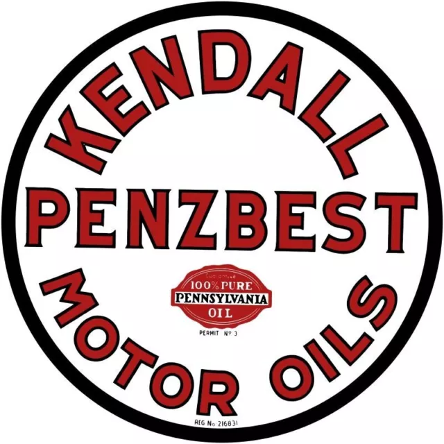 Kendall PENZBEST Motor Oils NEW Sign: 18" Dia. Round USA STEEL XL- 4 LBS