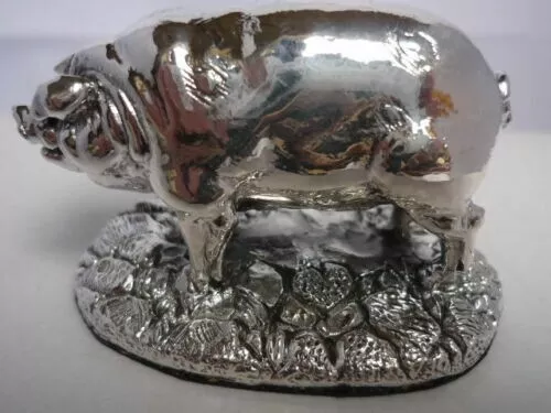 Stunning Hallmarked Sterling Silver Pig Statue 3