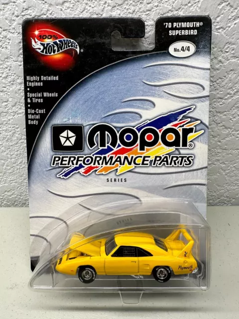 2002 Hot Wheels 100% Mopar Performance Parts 70 Plymouth Superbird in Yellow.