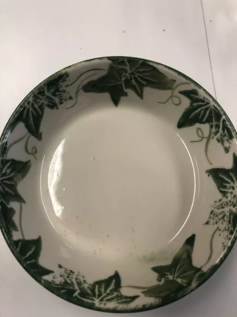 Purbeck Pottery Dish with green floral pattern 8 inch bowl