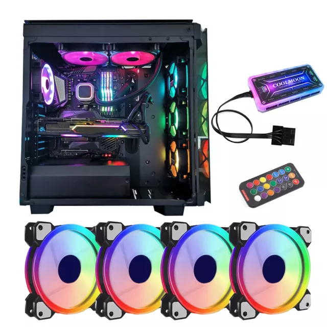 1-7x RGB Case Fan Set 120mm Gehäuse Lüfter+Controller Für COOLMOON LED