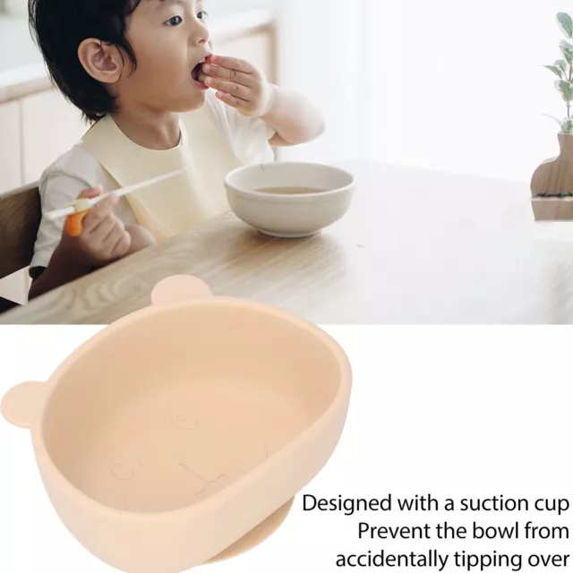 Baby Food Bowl Cute Kid Toddler Cartoon Panda Shaped Silicone Bowl With Suc 3