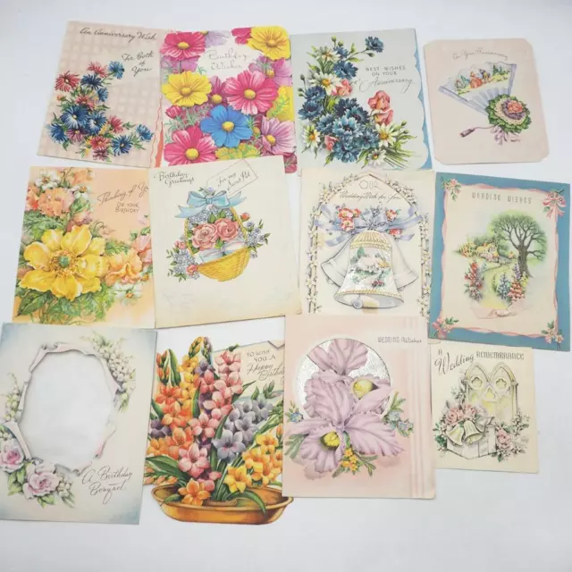 Vintage Lot of Greeting Cards Used from 1940's 1950's Wedding Anniversary etc