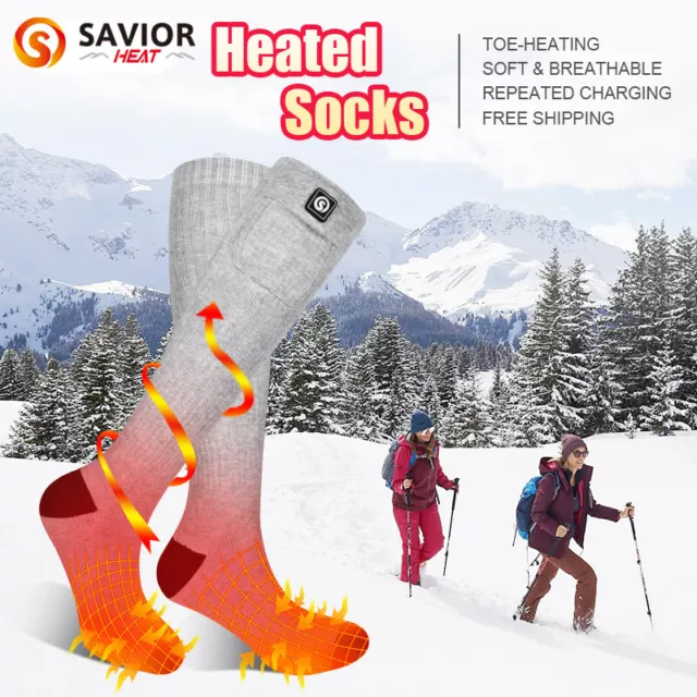 Savior Heat Winter Electric Heated Super Warm Socks Rechargeable Battery