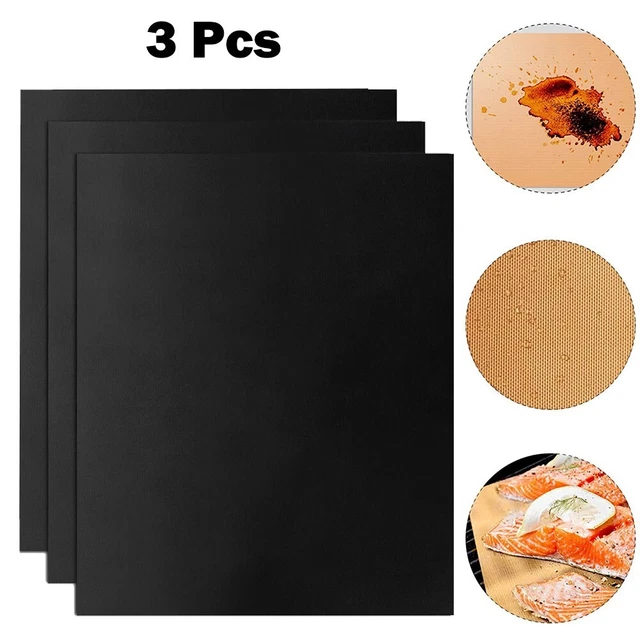 Juego de 3 tapetes para barbacoa reutilizables para cocinar al aire libre hornear antiadherentes tapetes para asar