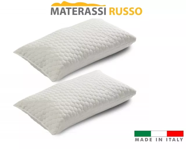 Coppia Di Cuscini In Memory Foam Fiocco H15cm 100% Made In Italy