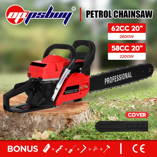 Commercial Petrol Chainsaw E-Start Chain Saw 20"Bar Pruning Tree Top Handle