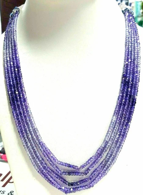Natural Amethyst Zircon Faceted Rondelle 3x3mm Gemstone Beads 5 Stands Necklace