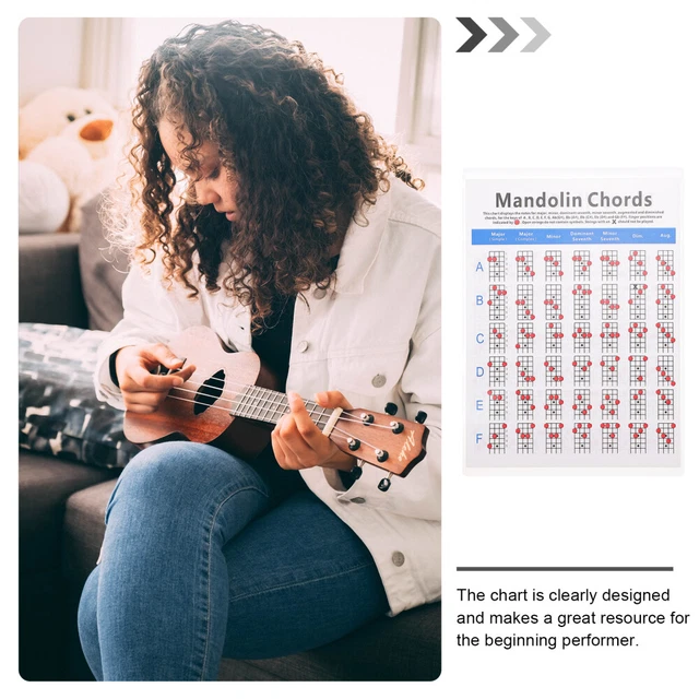 MANDOLIN LAMINATED POPULAR Chords Practice Chart Fretboard Note £10.99 ...