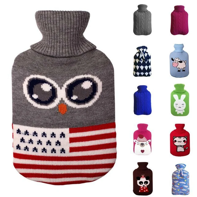 2000ml Knit Hot Water Bottle Cover Case Cute Cartoon Pattern Hot Water Bag Cover