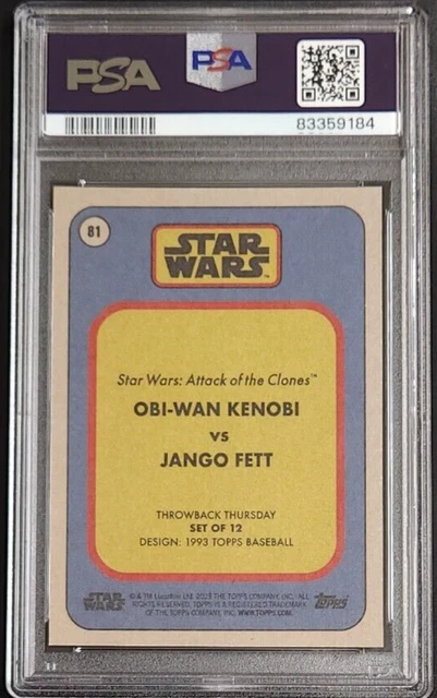 Kenobi vs Jango Fett 2023 Topps Throwback Thursday Star Wars #81 PSA 10 GEM MT 2