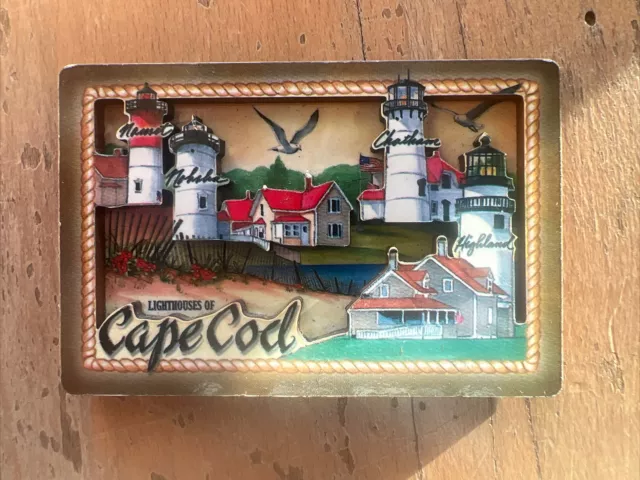 Massachusetts Cape Cod Lighthouses Highland Chatham Refrigerator Magnet Vintage