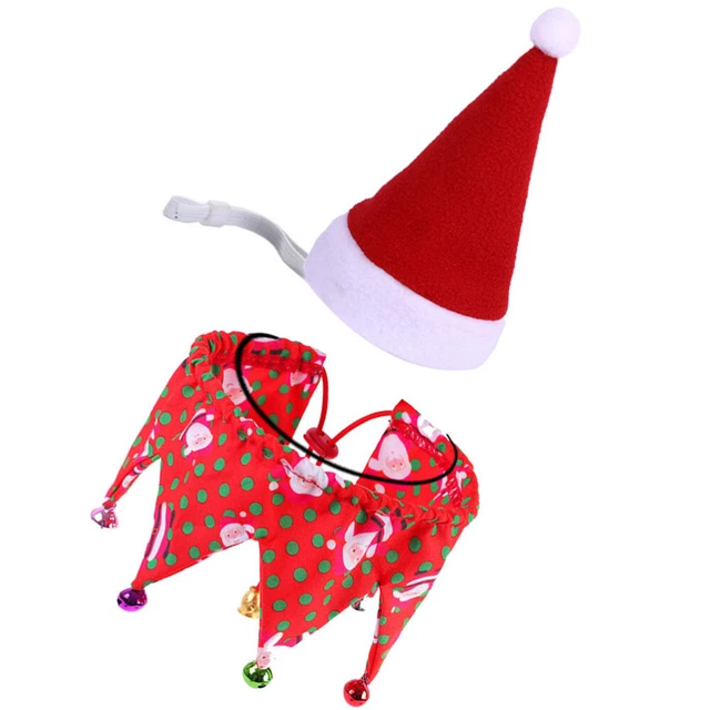 2Pcs Katze Weihnachten Kostüm Pet Hals Zubehör Katze Kragen Bandana mit Glocke