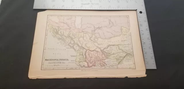 1800s Macedonia, Thracia Antique Color Map From William Collins Sons Co