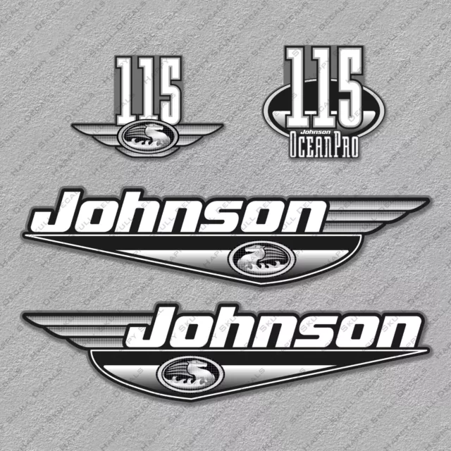 Johnson 115 HP Ocean Pro 1999-2000 Outboard Decals Sticker Set Gray