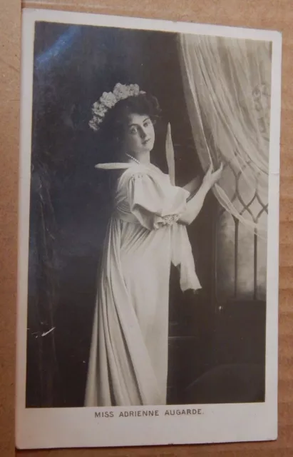 Postcard Edwardian Actress Miss Adrienne Augarde posted 1907