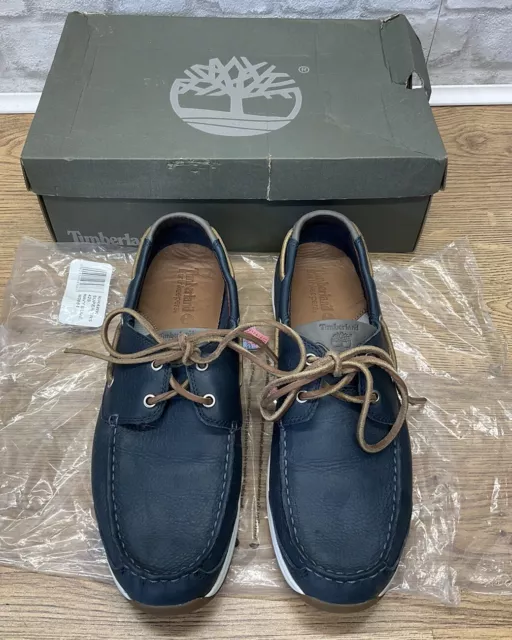 Boxed TIMBERLAND MENS Earth Keepers Laced Boat Shoes Loafers SIZE 11 UK Blue