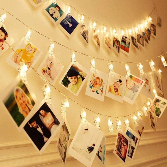 LED Photo Clip Copper String Lights Starry Fairy Warm White Lights Battery Power