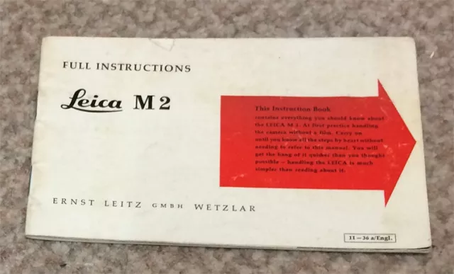 Leica M2 Instruction Manual - Full. More Leitz Camera Books & Guides Listed