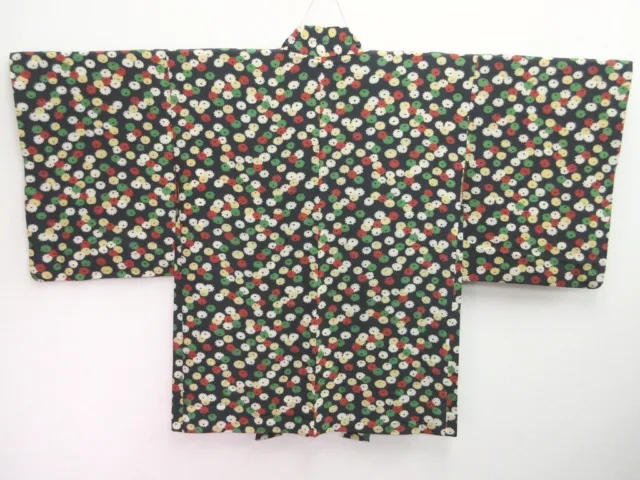 8092A2 Silk Vintage Japanese Kimono Haori Jacket Chrysanthemum