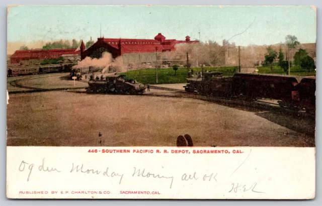 Postcard Southern Pacific RR Depot, Sacramento CA 1907 L104