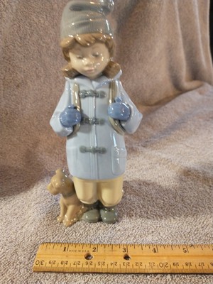 Vtg Collectible  LLadro NAO Daisa  1987 Girl W/ Backpack & Puppy Figurine Spain