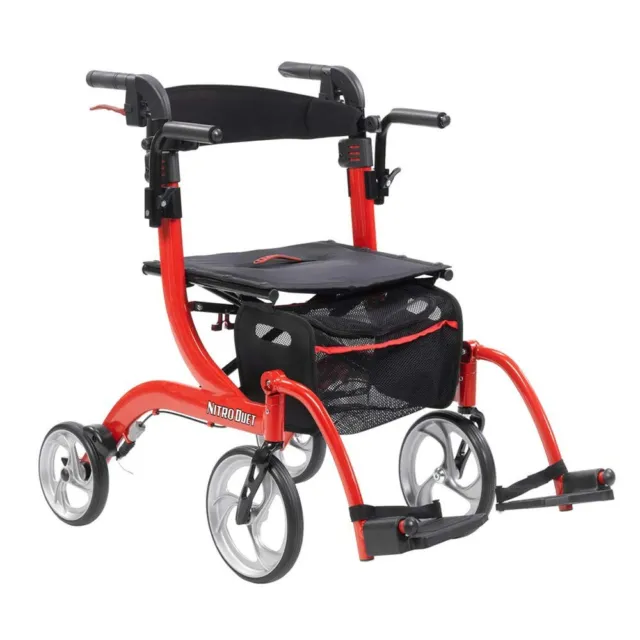 Drive Medical Nitro Duet Dual Function Transport Wheelchair and Rollator Walker