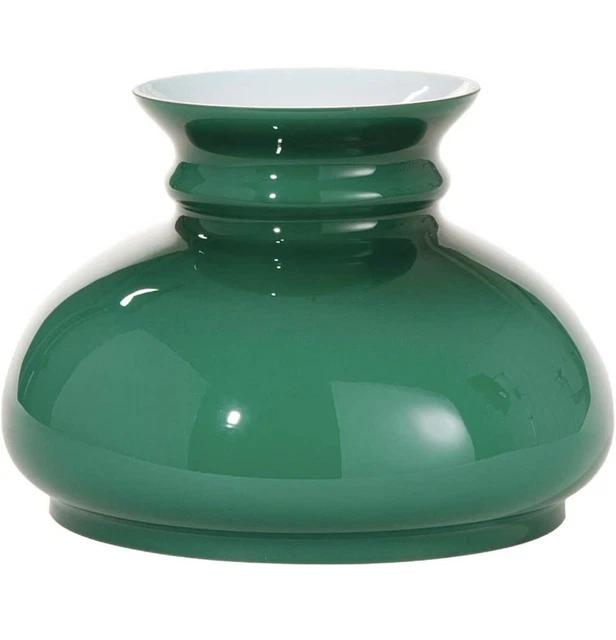 B&P Lamp Green Over White Opal Cased Glass 7 Inch Fitter Student Style Lamp S...