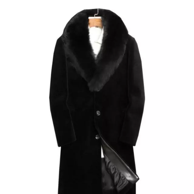 Mens fur collar trench coat deals