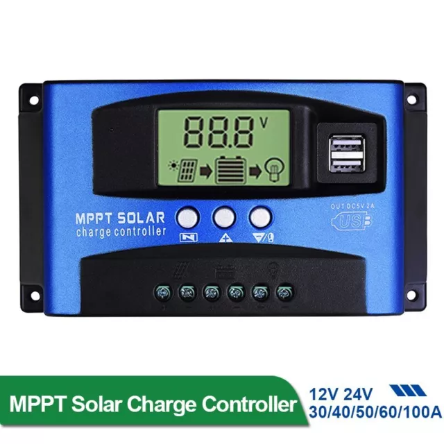 100A LCD MPPT Solar Laderegler Ladegerät Controller Panel Regler 12-24V Daul USB