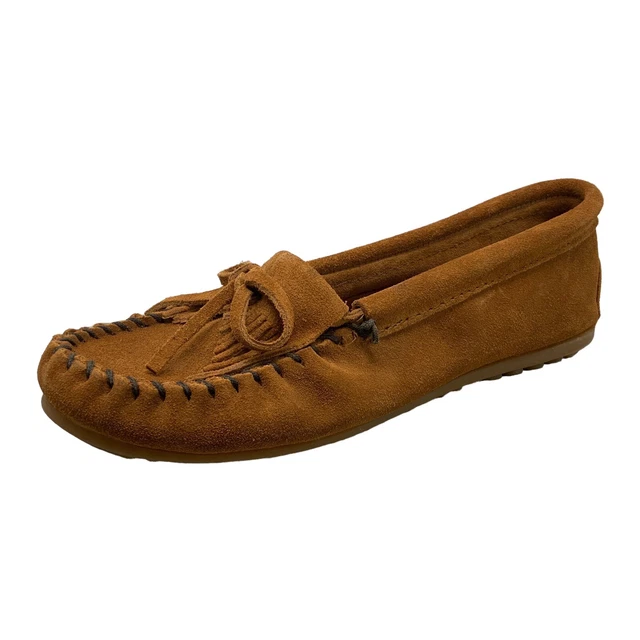 Minnetonka Women's Suede Moccasin Kilty Hardsole Slip On Shoe Size 9