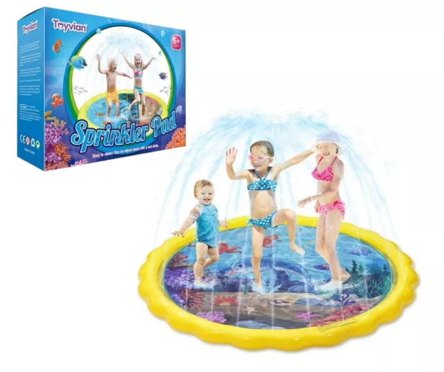 LARGE SPRINKLER SPLASH  PAD MAT INFLATABLE POOL 170cm WATER DOGS KIDS GARDEN