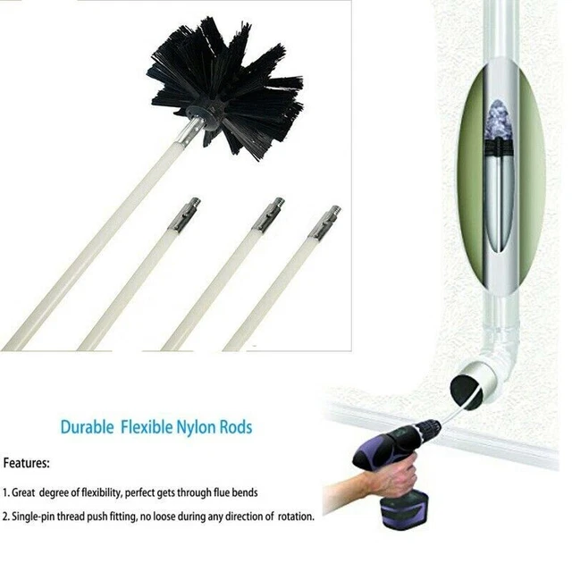 Kit de pincel estufa chimenea chimenea pared interior barrido varillas flexibles taladro