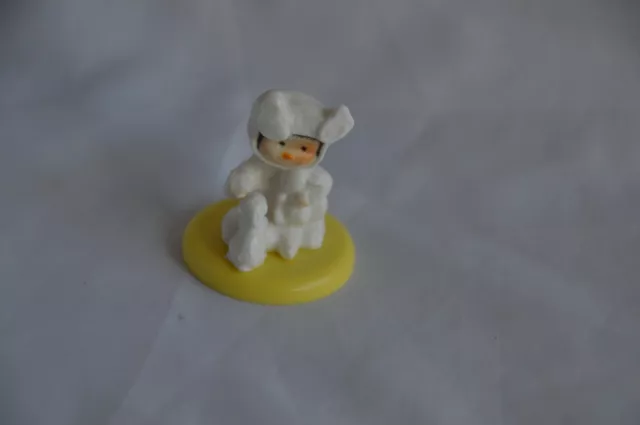 Hallmark Merry Miniature 1974 Child-Bunny Suit Holding 2 Bunnies.  Excond. Nice