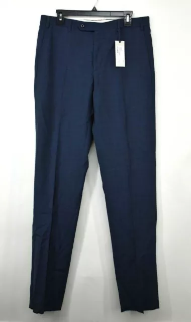 Zanella Mens Devon Flat Front Wool Dress Pants Zip Fly Unhemmed Slant Pockets 34