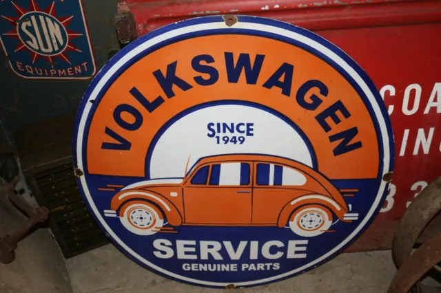 Large VW Volkswagen Service Parts Beetle Bug Since 1949 30" Metal Porcelain Sign