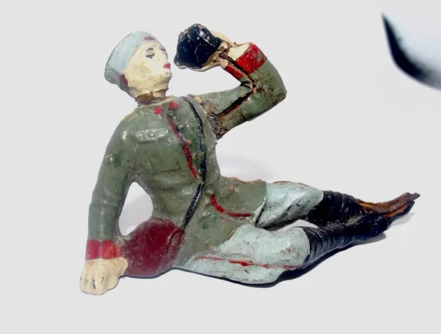 Elastolin Lagerleben Soldat beim trinken aus der Feldflasche