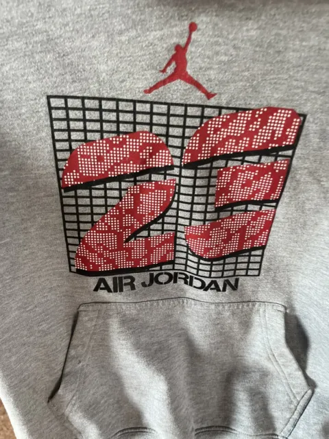 NIKE AIR JORDAN Gray Jumpman logo Hoodie Sweatshirt Youth L