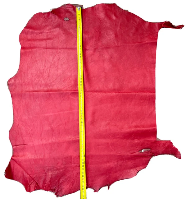 Lederhaut Rot Natur Echtleder Vintage Lammleder Echt Leder  62x48 Cm