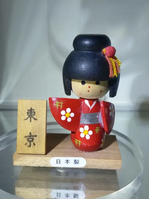 Japan Vintage Kokeshi doll TOKYO  Signed 7.5cmH X 3.4cm W VGC