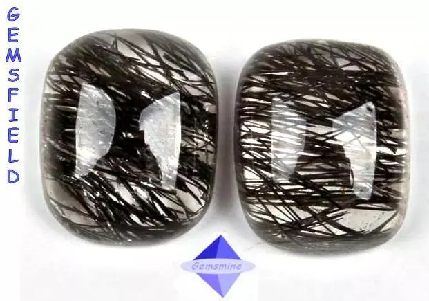 IF - 7.61cts !!! PAIRE QUARTZ RUTILE NATUREL du BRÉSIL !!! poli AAA++ !!!